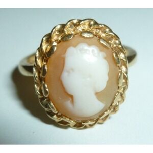 Vintage 1960s Dason Davidson & Sons 14K Cameo Signed Ring 3.8g Size 6.5